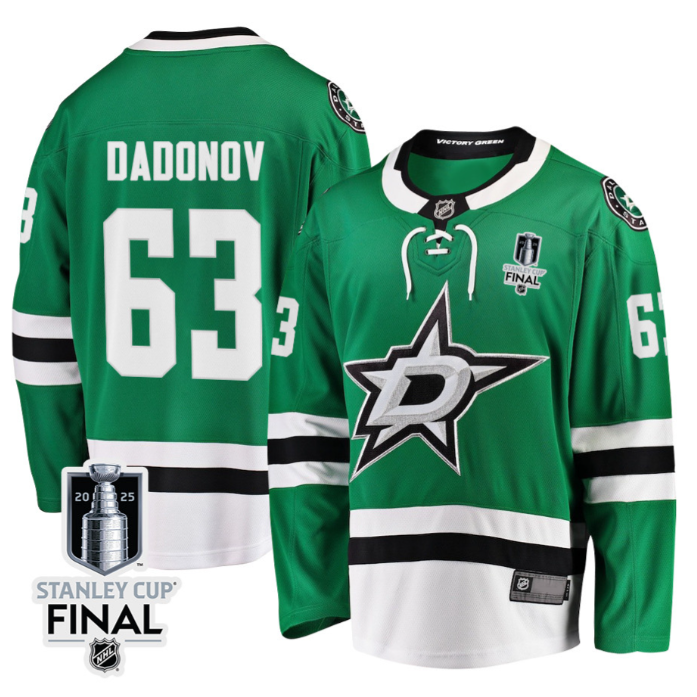 Evgenii Dadonov 63 Dallas Stars 2025 STANLEY CUP Final Patch Home Men Jersey Bla