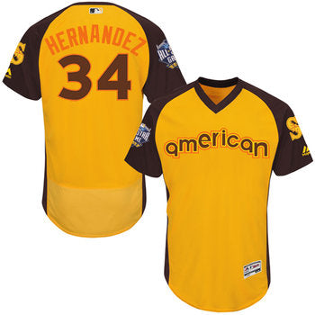 Felix Hernandez Gold 2016 All star Jersey Mens American League Seattle Mariners 34 Flex Base Majestic Mlb Collection Jersey