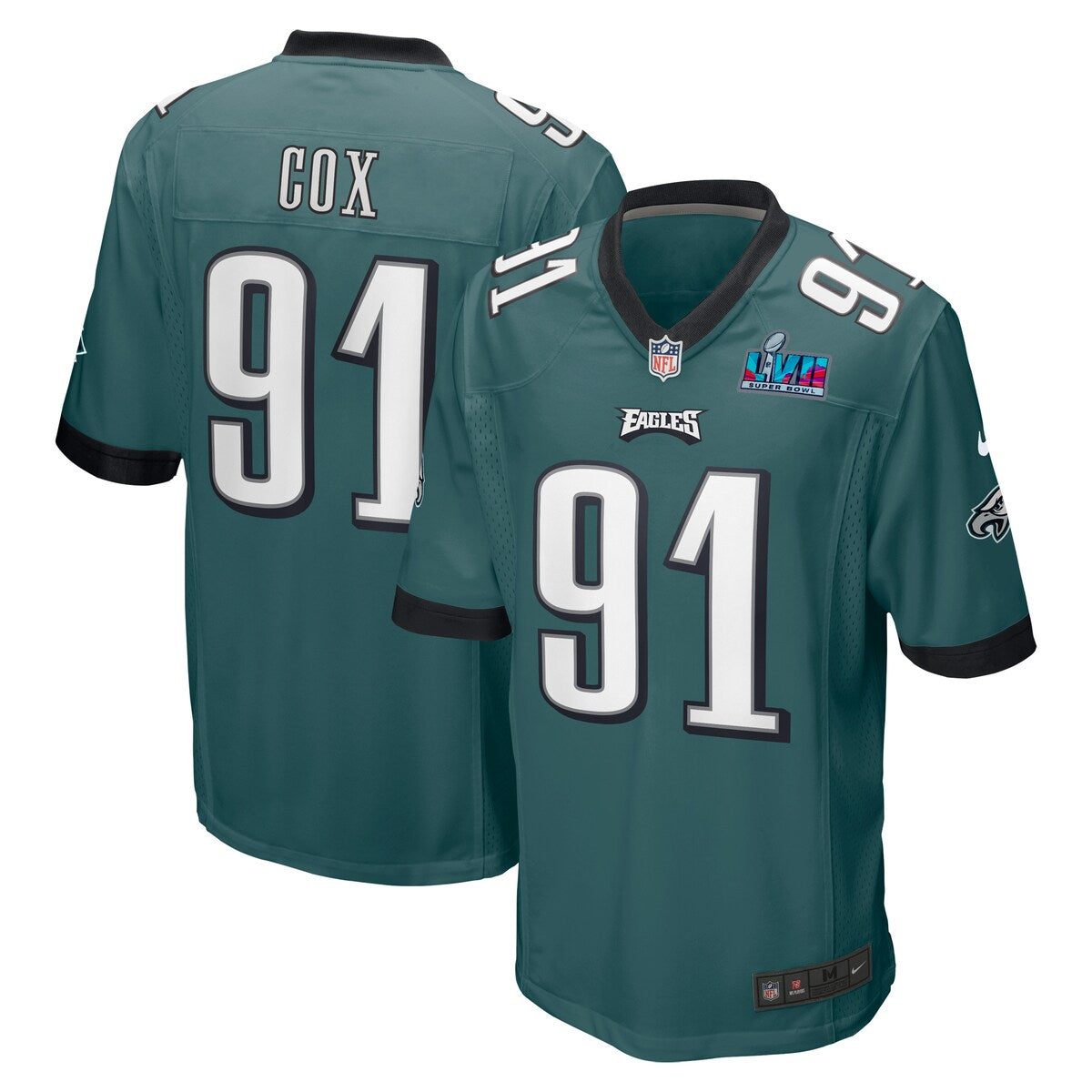 Fletcher Cox Philadelphia Eagles Nike Super Bowl Lvii Patch Game Jersey Midnight Green