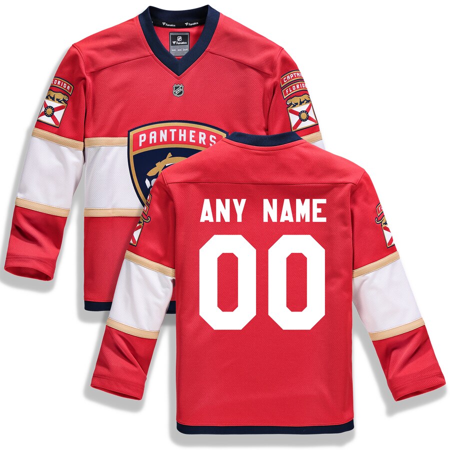 Florida Panthers Fanatics Branded Youth Home Replica Custom Jersey Red