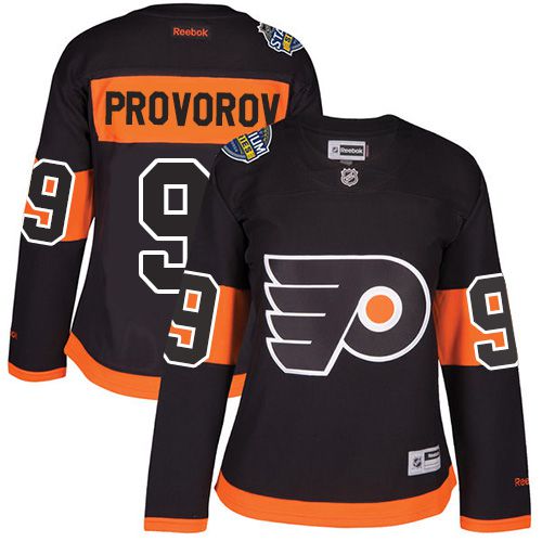 Flyers 9 Ivan Provorov Black 2017 Stadium Series Womens Stitched Nhl Jersey