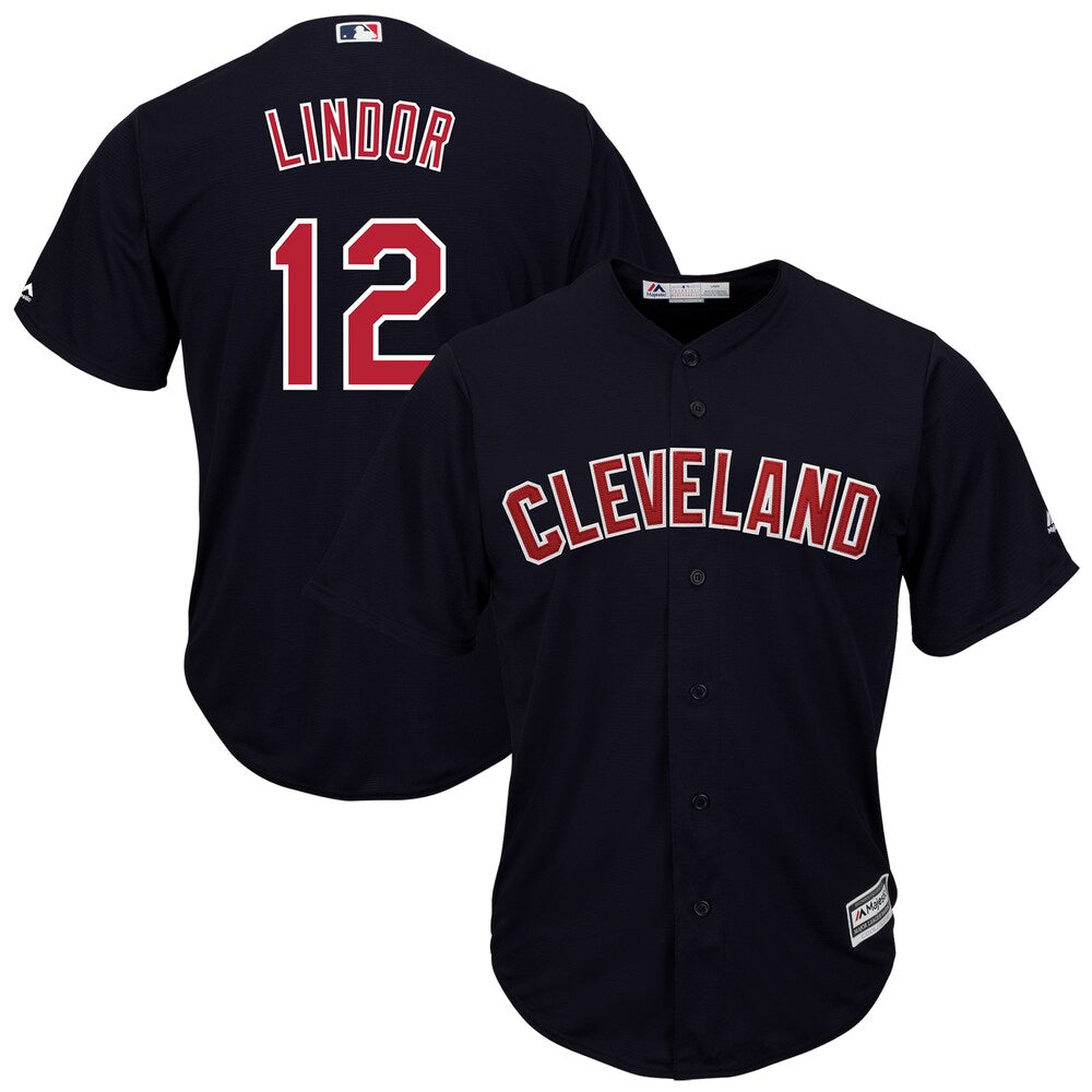 Francisco Lindor Cleveland Indians Majestic Big Tall Alternate Cool Base Player Jersey Navy