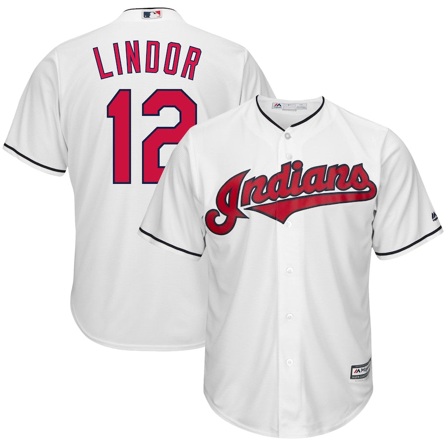 Francisco Lindor Cleveland Indians Majestic Home Big And Tall Cool Base Player Jersey White Color