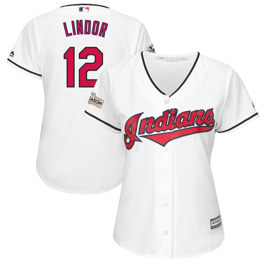 Francisco Lindor Cleveland Indians Majestic Womens 2017 Postseason Cool Base Player Jersey White