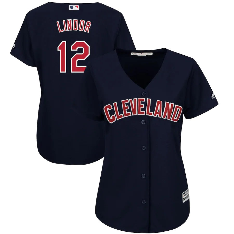 Francisco Lindor Cleveland Indians Majestic Womens Alternate 2019 Cool Base Player Jersey Navy