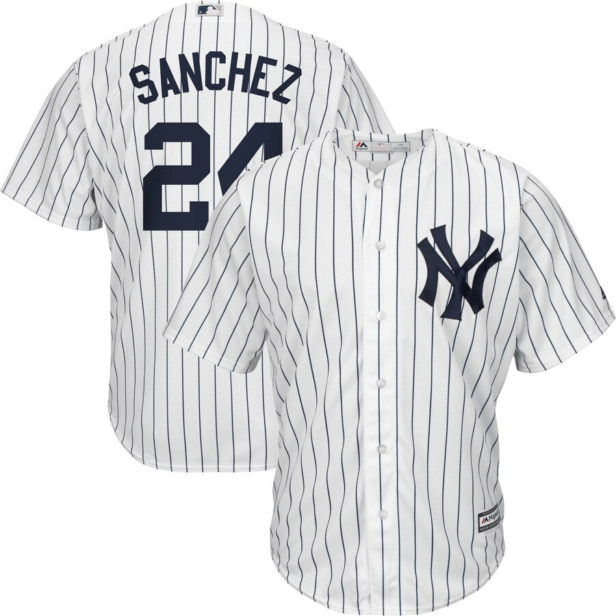 Gary Sanchez New York Yankees Majestic Big And Tall Home Cool Base Player Jersey White Navy