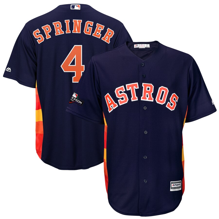 George Springer Houston Astros Majestic 2019 Postseason Official Cool Base Player Jersey Navy