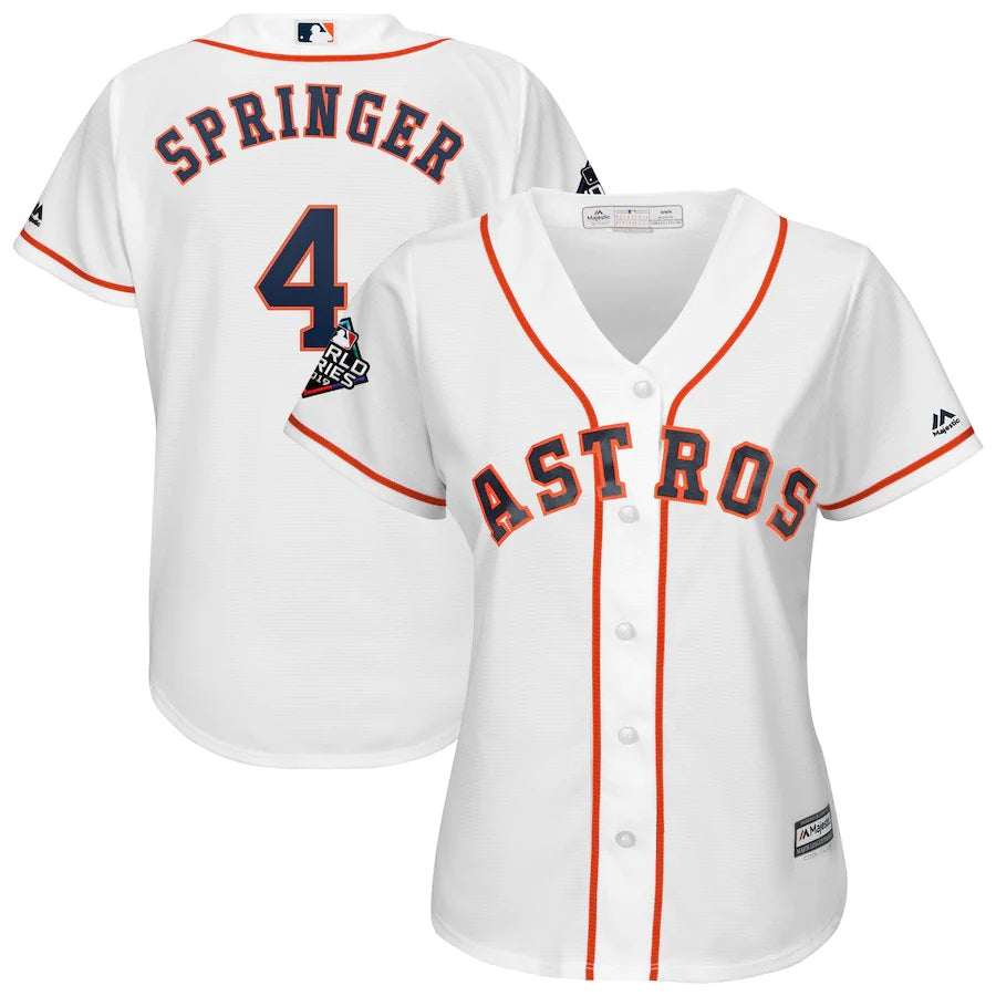 George Springer Houston Astros Majestic Womens 2019 World Series Bound Official Cool Base Player Jersey White