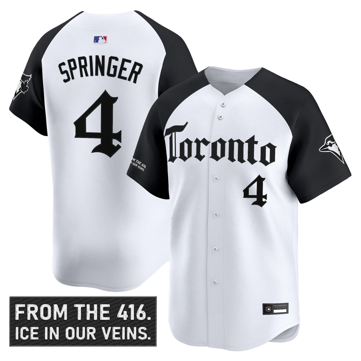 George Springer Jersey #4 Toronto Blue Jays Gothic North Edition Alternate