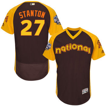 Giancarlo Stanton Brown 2016 All star Jersey Mens National League Miami Marlins 27 Flex Base Majestic Mlb Collection Jersey