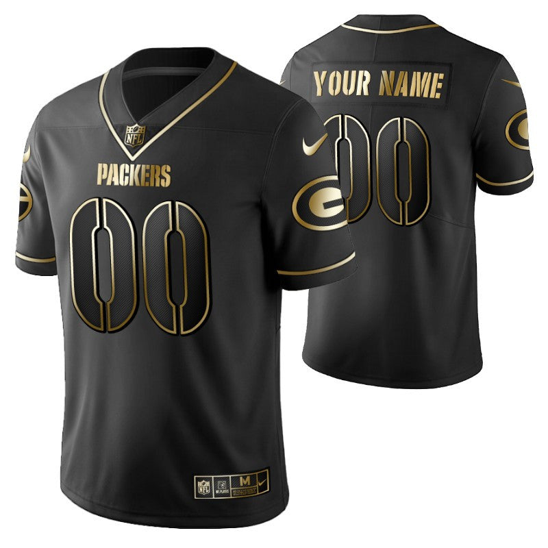 Green Bay Packers 2021 Nfl Golden Brandedition Black Jersey Gift With Custom Name Number For Packers Fans