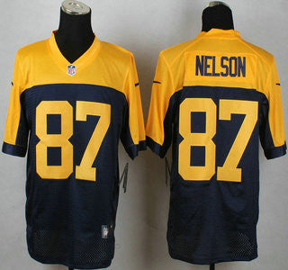Green Bay Packers 87 Jordy Nelson Navy Blue With Gold Nfl Nike Elite Jersey