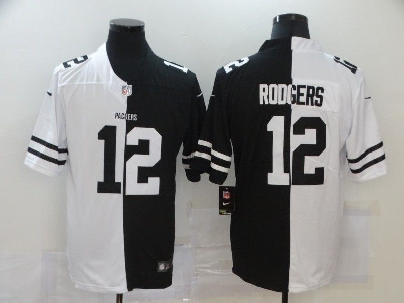 Green Bay Packers Aaron Rodgers 12 Nfl 2020 Black And White Jersey