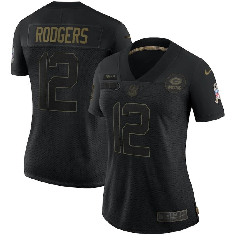 Green Bay Packers Aaron Rodgers 12 Nfl 2020 New Arrival Black Womens Jersey