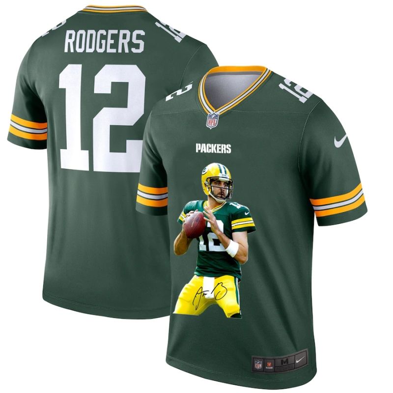 Green Bay Packers Aaron Rodgers 12 Nfl Portrait Brandedition Green Jersey