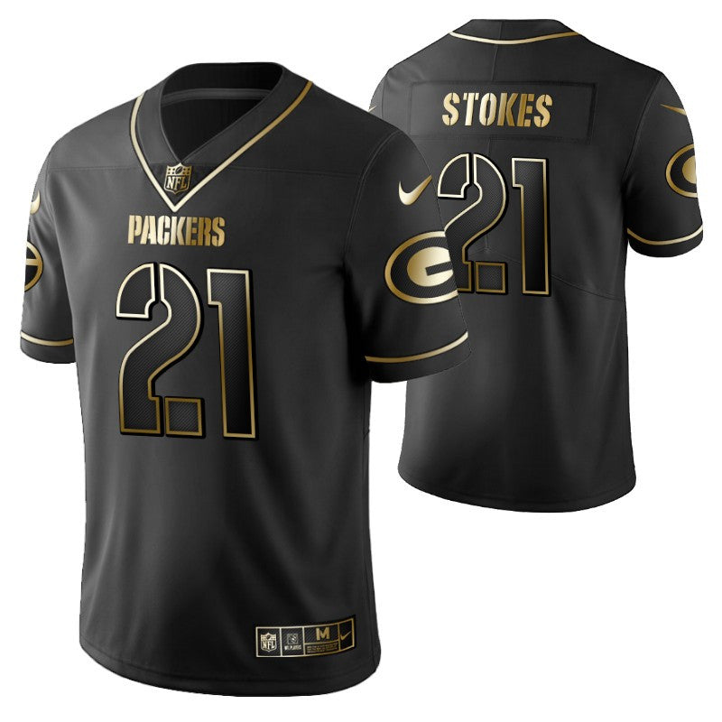 Green Bay Packers Eric Stokes 21 2021 Nfl Golden Brandedition Black Jersey Gift For Packers Fans