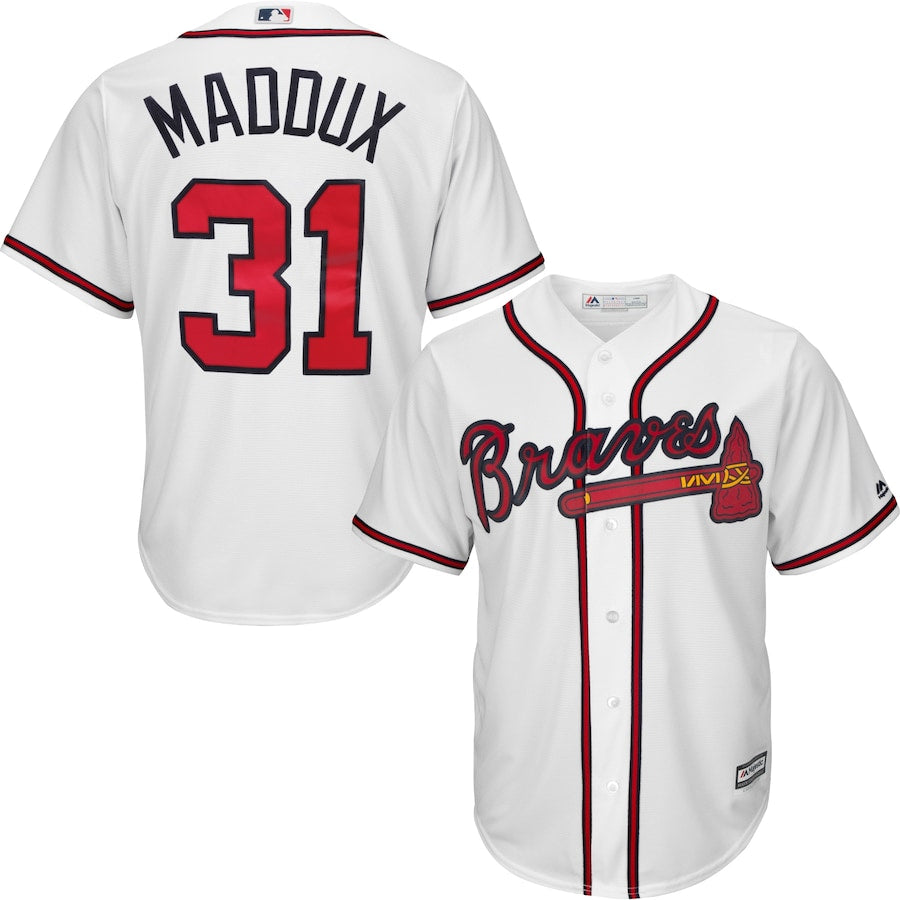 Greg Maddux Atlanta Braves Majestic Cool Base Player Jersey White