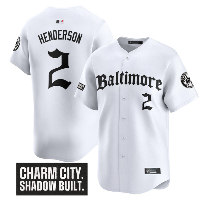 Gunnar Henderson Jersey #2 Baltimore Orioles Gothic Harbor Edition White