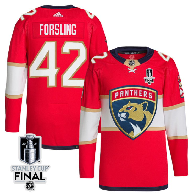 Gustav Forsling 42 Florida Panthers 2024 STANLEY CUP Final Home Breakaway Jersey