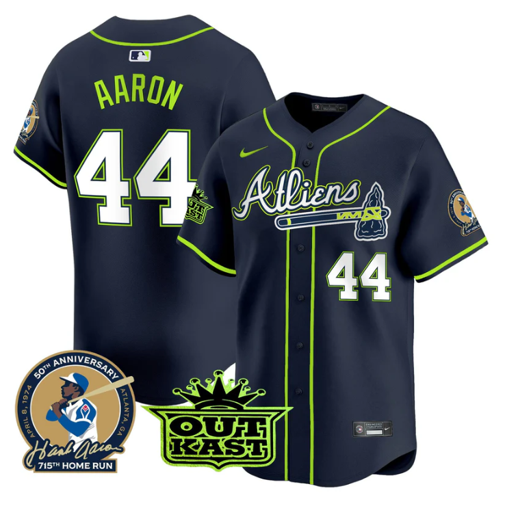 Hank Aaron Jersey #44 Atlanta Braves Atliens Patch Limited Stitched