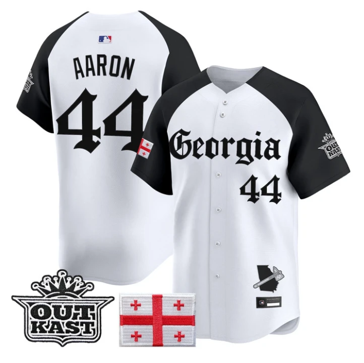 Hank Aaron Jersey #44 Atlanta Braves Georgia Outkast Gothic Stitched