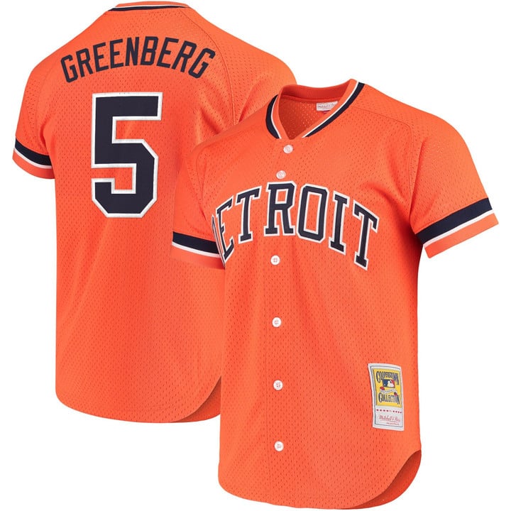 Hank Greenberg Jersey #5 Detroit Tigers Throwback Cooperstown Stitched Orange