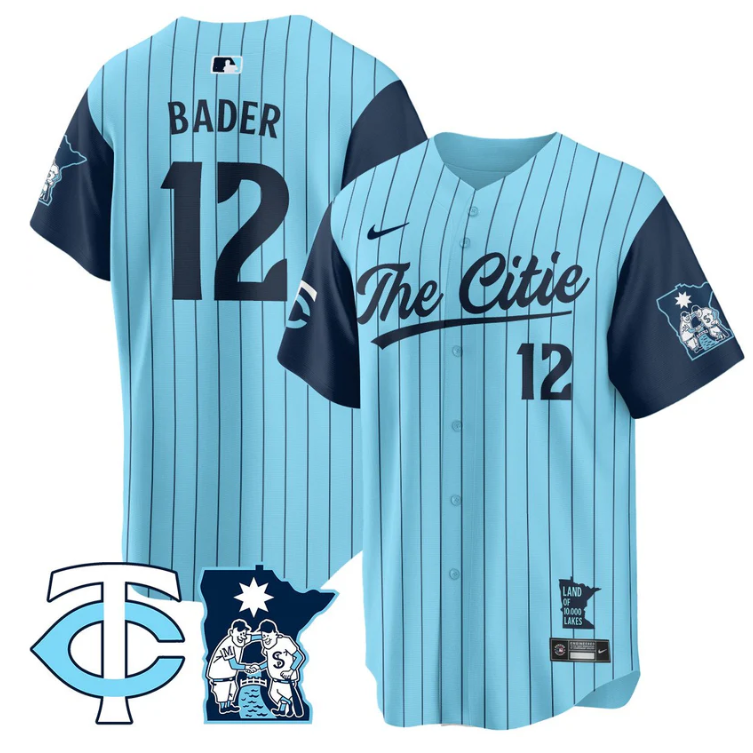 Harrison Bader Jersey #12 Minnesota Twins 2025 City Connect Concept Stitched Blu