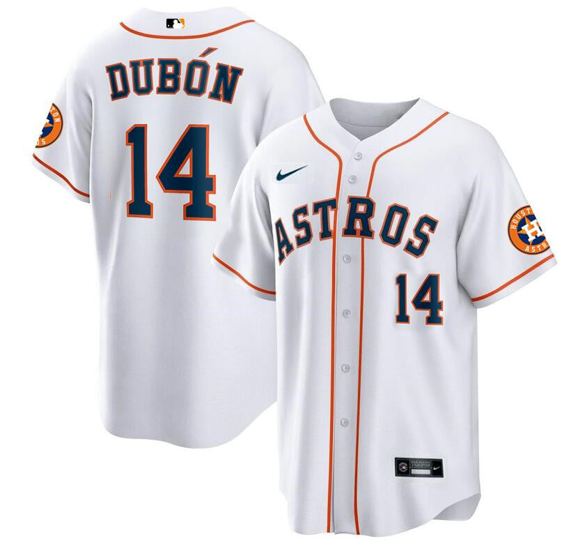 Houston Astros 14 Mauricio Dubn White Cool Base Stitched Baseball Jersey