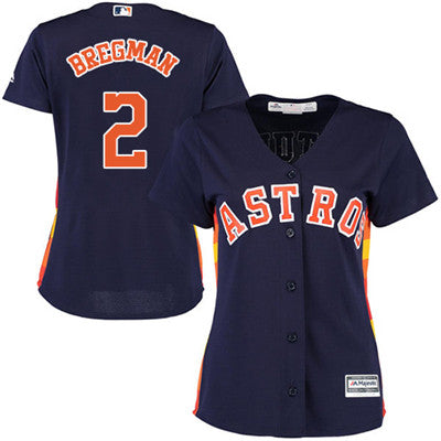 Houston Astros 2 Alex Bregman Navy Blue Alternate Womens Stitched Baseball Jersey