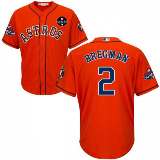 Houston Astros 2 Alex Bregman Orange New Cool Base 2017 World Series Champions Stitched Mlb Jersey