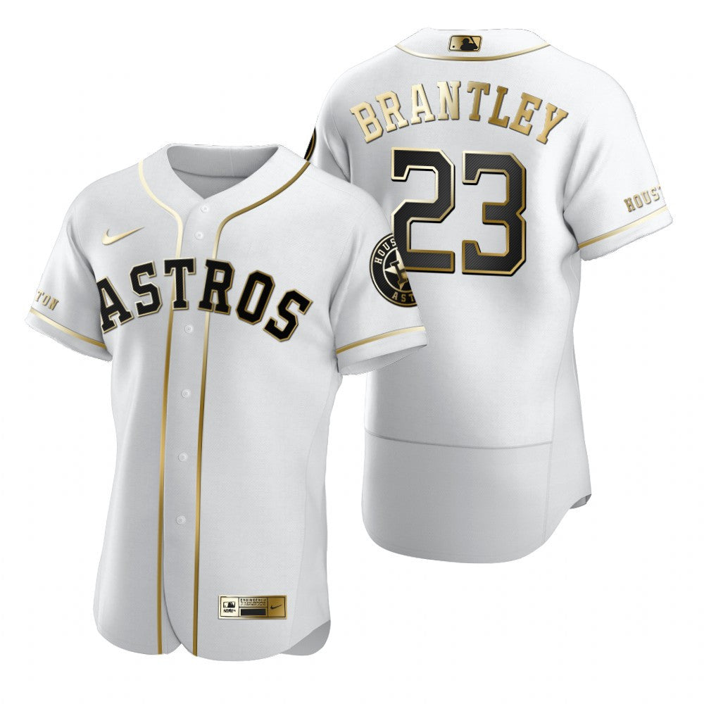 Houston Astros 23 Michael Brantley Mlb Golden Brandedition White Jersey Gift For Astros Fans