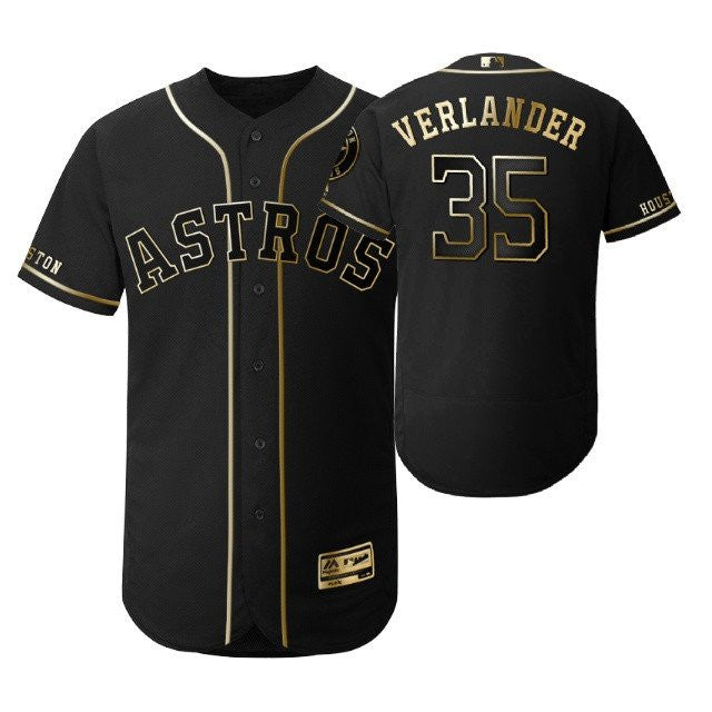 Houston Astros 35 Justin Verlander Mlb 2019 Golden Brandedition Black Jersey Gift For Astros Fans
