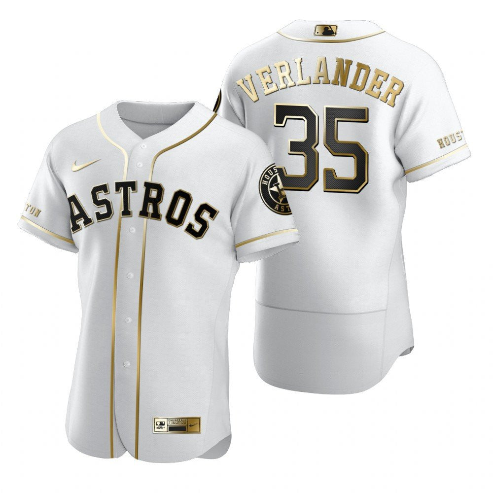 Houston Astros 35 Justin Verlander Mlb Golden Brandedition White Jersey Gift For Astros Fans