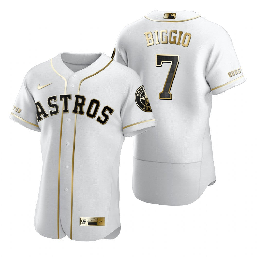 Houston Astros 7 Craig Biggio Mlb Golden Brandedition White Jersey Gift For Astros Fans