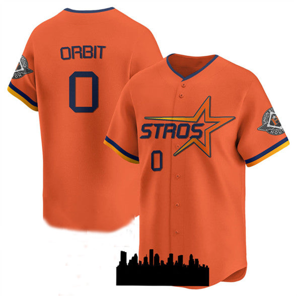 Houston Astros #0 Orbit Orange 2025 City Connect Limited Stitched Baseball Jerse