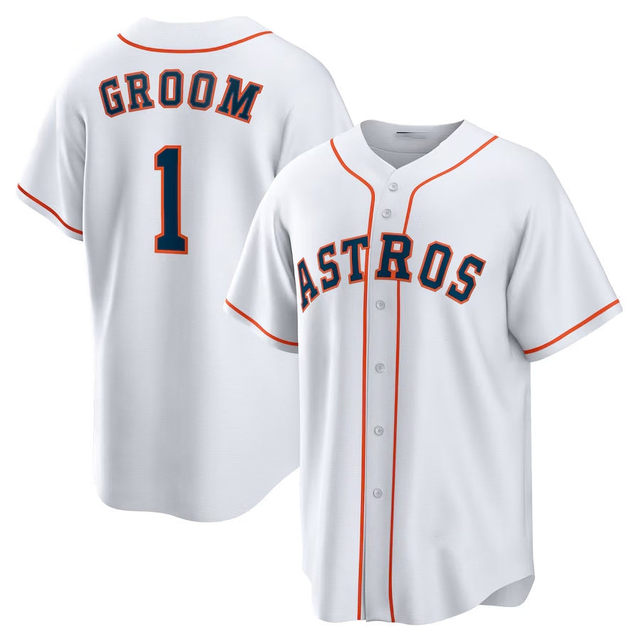 Houston Astros #1 Groom Home Replica Jersey White Stitched Baseball Jersey