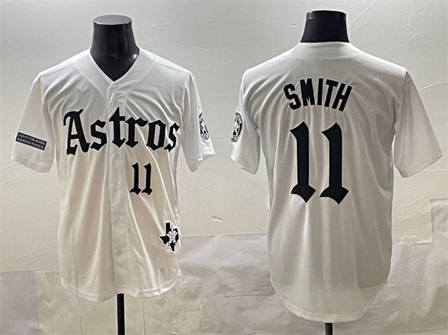 Houston Astros #11 Cam Smith White Gothic ‘Houston Born Barrio Raised&' Limited S