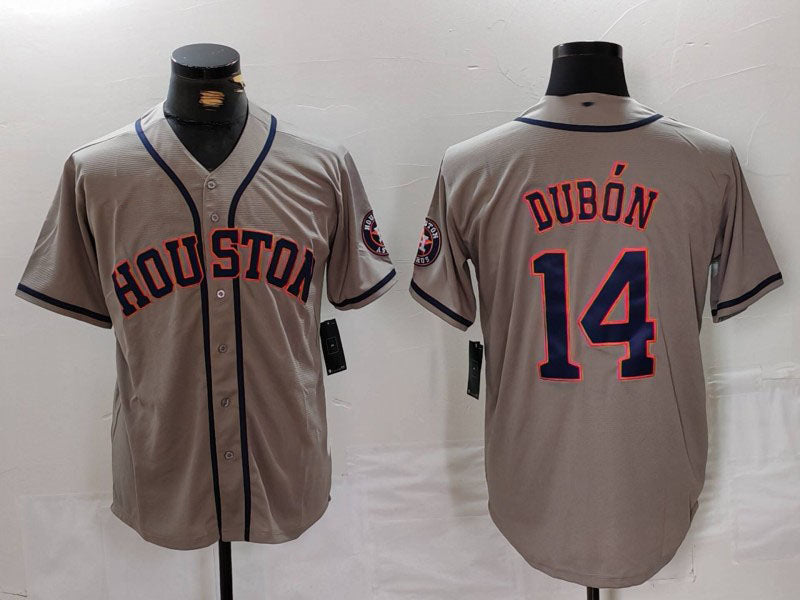 Houston Astros #14 Mauricio Dubon Grey With Patch Cool Base Stitched Baseball Je