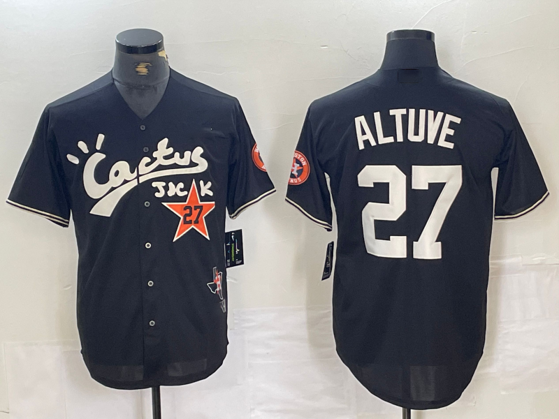 Houston Astros #27 Jose Altuve Black Cactus Jack Cool Base Jersey Baseball Jerse