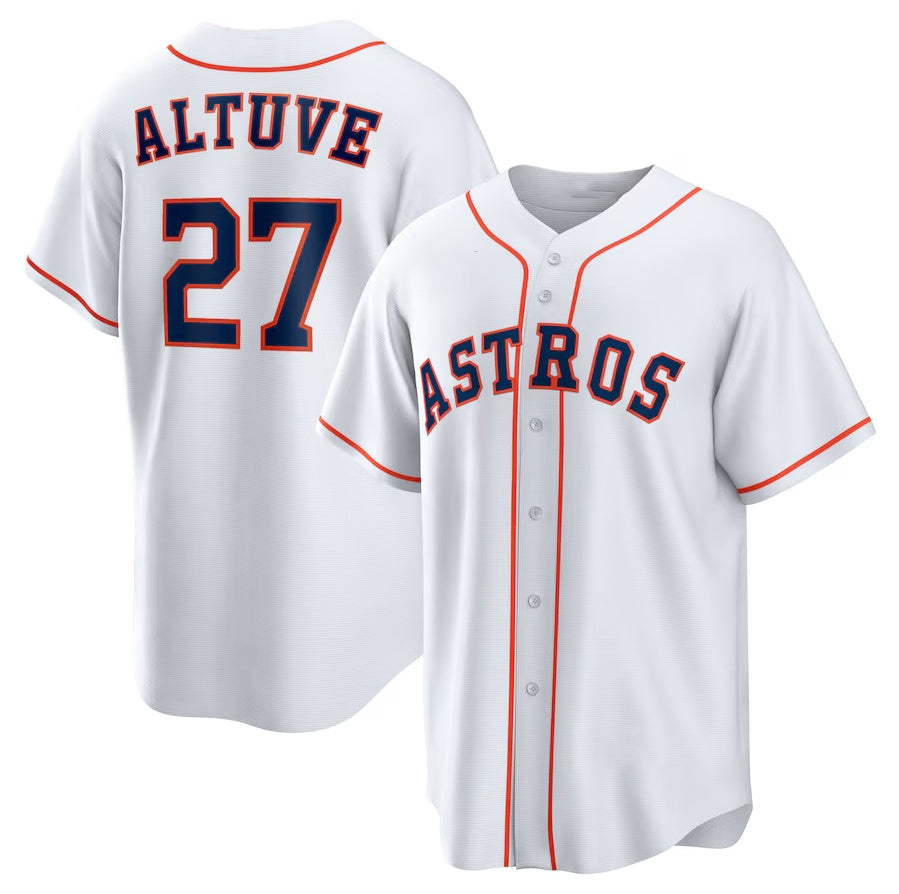 Houston Astros #27 Jose Altuve Home Replica Player Name Jersey White Stitched