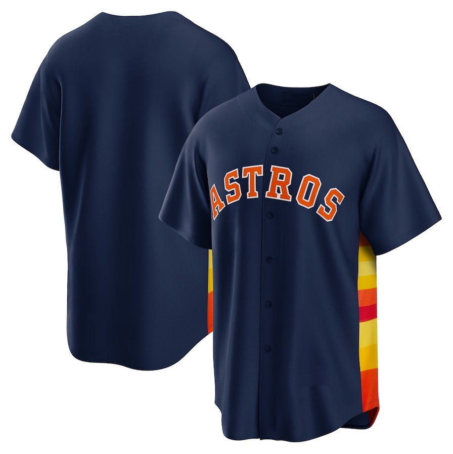 Houston Astros Alternate Replica Team Jersey Navy Stitched Baseball Jersey