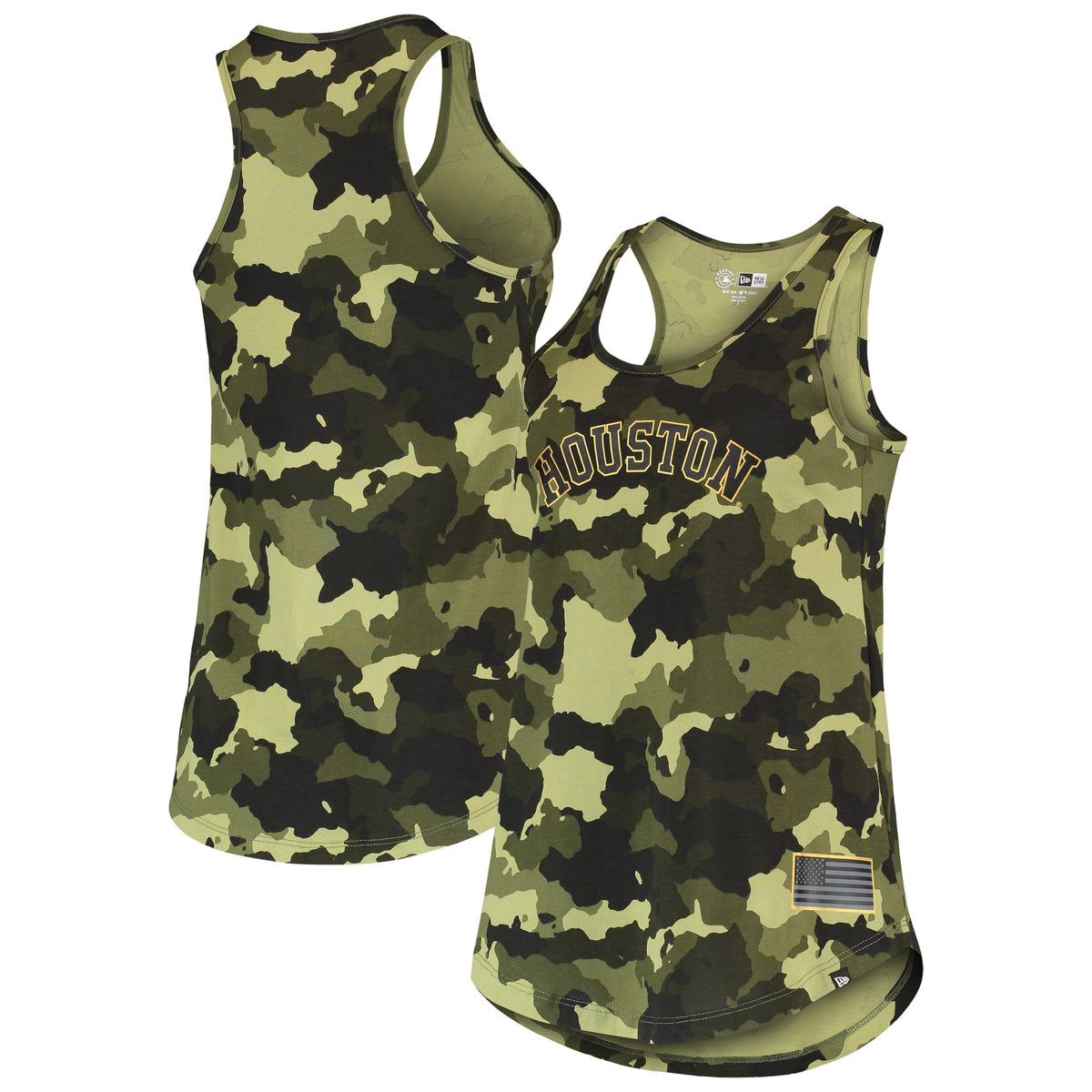 Houston Astros New Era Womens 2022 Mlb Armed Forces Day Camo Racerback Tank Top Green