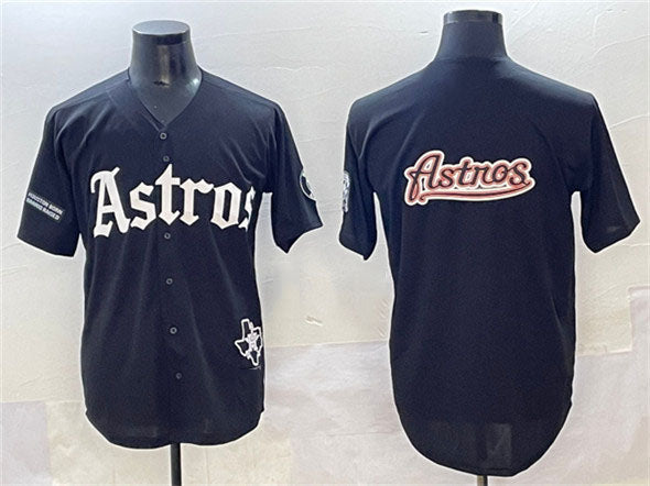 Houston Astros Team Big Logo Black Gothic ‘Houston Born Barrio Raised&' Limited S