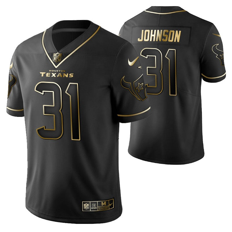 Houston Texans David Johnson 31 2021 Nfl Golden Brandedition Black Jersey Gift For Texans Fans