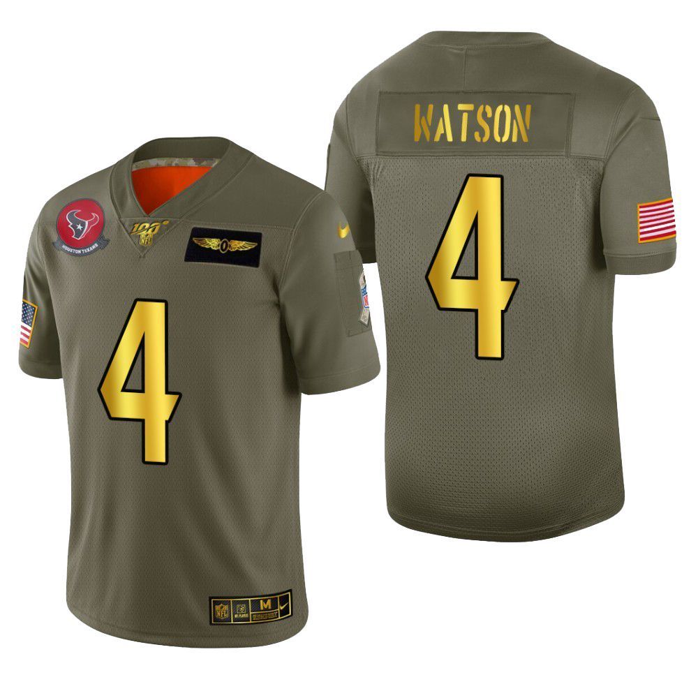 Houston Texans Deshaun Watson 2019 Salute To Service Nfl 100 Mens Jersey Metallic