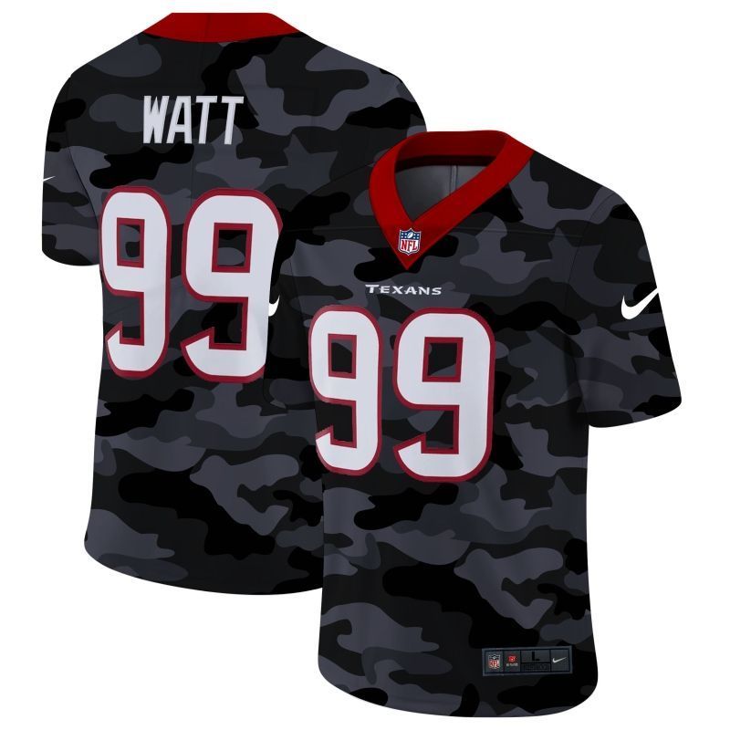 Houston Texans Jj Watt 99 Nfl 2020 Camo Black Jersey