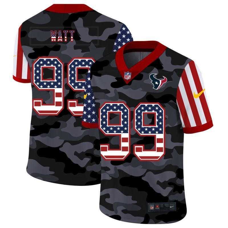 Houston Texans Justin James Watt 99 Nfl 2020 Us Flag Camo Jersey