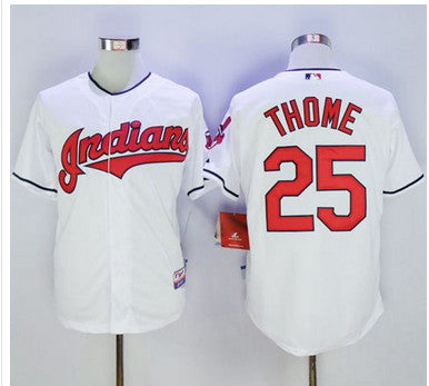 Indians 25 Jim Thome White Cool Base Stitched Mlb Jersey