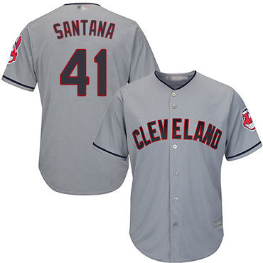 Indians 41 Carlos Santana Grey New Cool Base Stitched Baseball Jersey