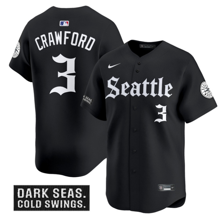 J.P. Crawford Jersey #3 Seattle Mariners Deep Sea Gothic Edition Limited Stitche